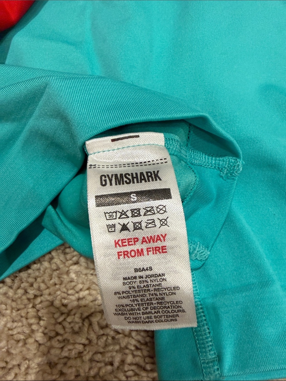 Gymshark Black Crop Top with Red & Teal Bike Shorts Set - Picture 4 of 5